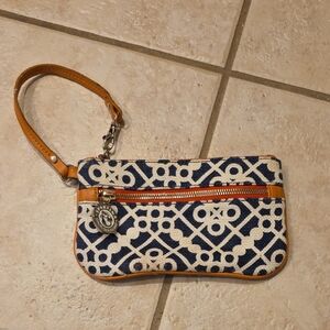 Spartina Navy Patterned Wristlet